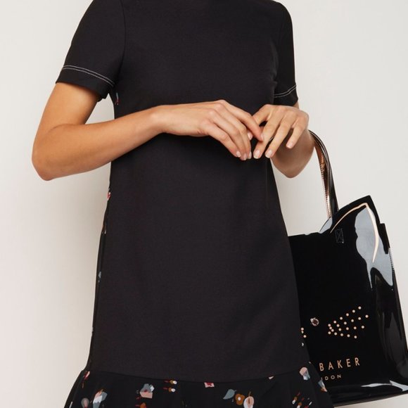 Ted Baker Zolba Floral Back Dress Black - Picture 2 of 8